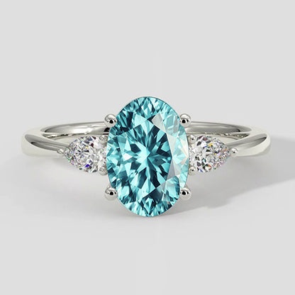 Oval Paraiba Three-Stone Ring