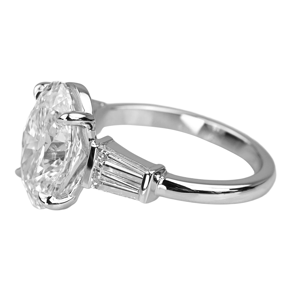 Oval & Baguettes Lab Grown Diamonds 3 Stone Wedding Ring