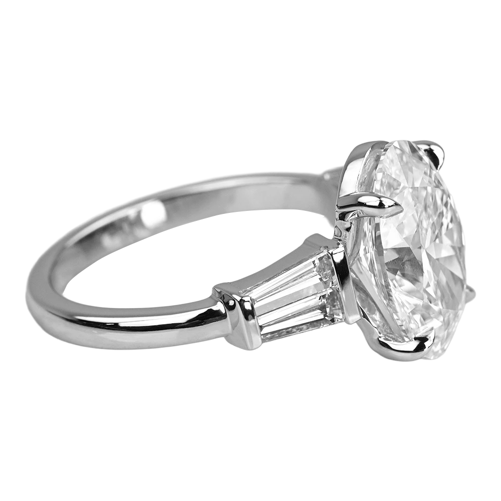 Oval & Baguettes Lab Grown Diamonds 3 Stone Wedding Ring