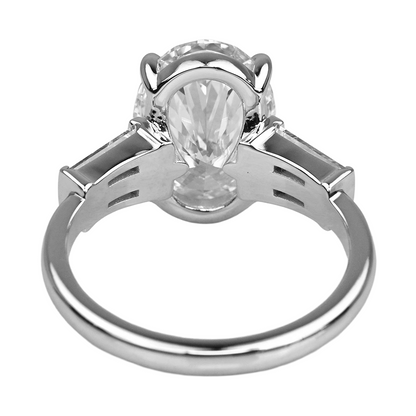 Oval & Baguettes Lab Grown Diamonds 3 Stone Wedding Ring