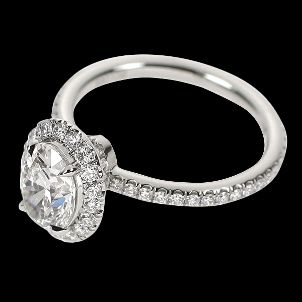 Big Oval Center Lab Grown Diamond Women Halo Engagement Ring 11 Ct. White Gold