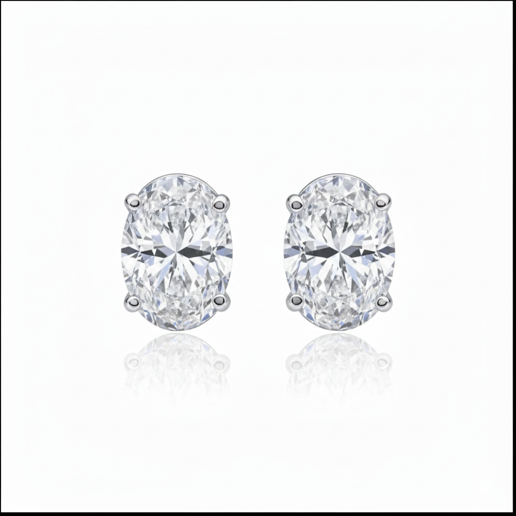 Oval Cut Natural Real ( Not Lab Grown ) Diamond Stud Earrings 5 Ct White Gold Fine Jewelry