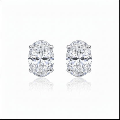 Oval Cut Natural Real ( Not Lab Grown ) Diamond Stud Earrings 5 Ct White Gold Fine Jewelry
