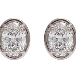 Oval Cut Lab Grown Diamonds 1.50 Carat Stud Earring 14K White Gold