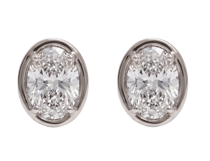 Oval Cut Lab Grown Diamonds 1.50 Carat Stud Earring 14K White Gold 