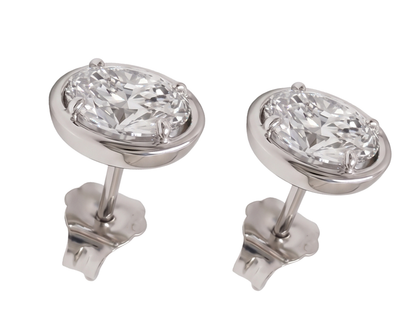 Oval Cut Lab Grown Diamonds 1.50 Carat Stud Earring 14K White Gold 