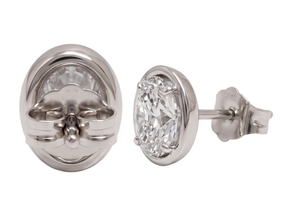 Oval Cut Lab Grown Diamonds 1.50 Carat Stud Earring 14K White Gold 