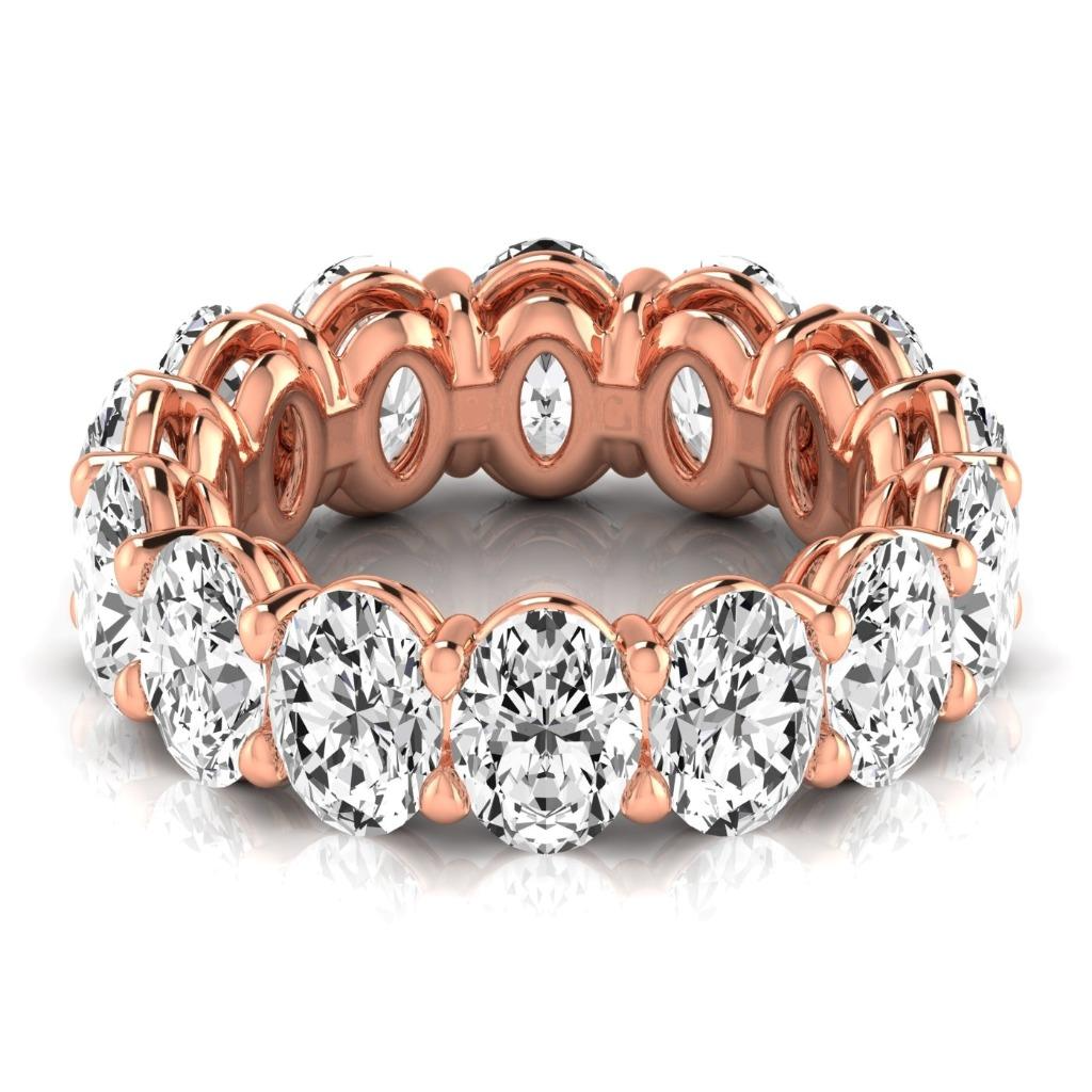 Oval Diamond 10.50 Ct Rose Gold Eternity Band Natural Diamond Jewelry