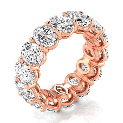 Oval Diamond 10.50 Ct Rose Gold Eternity Band Natural Diamond Jewelry