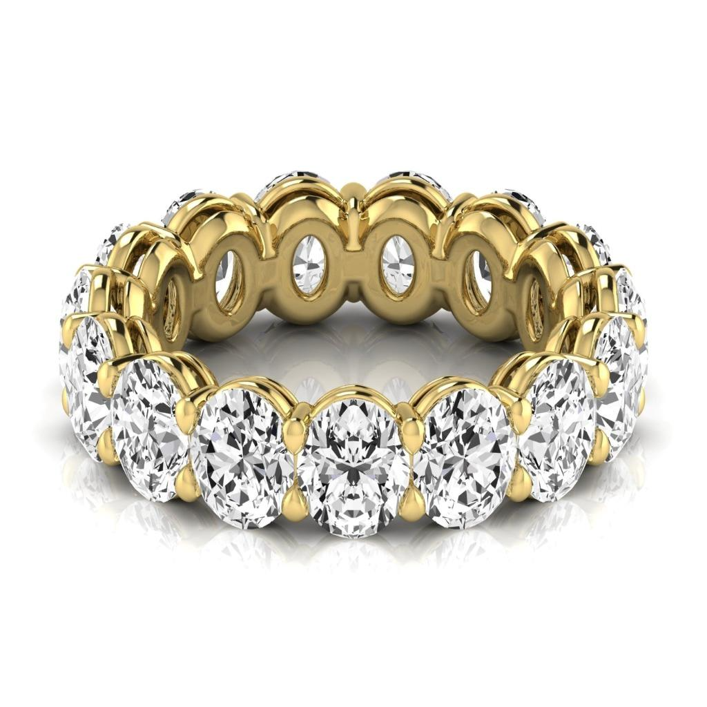 Oval Diamond 7.5 ct Lab Grown Woman Yellow Gold Eternity Band Jewelry