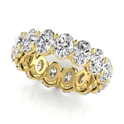 Oval Diamond 7.5 ct Lab Grown Woman Yellow Gold Eternity Band Jewelry