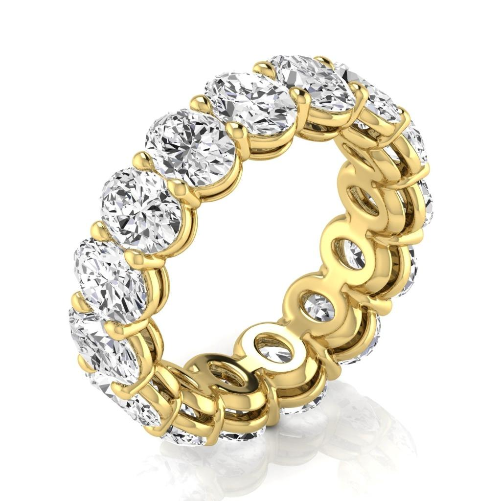 Oval Diamond 7.5 ct Lab Grown Woman Yellow Gold Eternity Band Jewelry