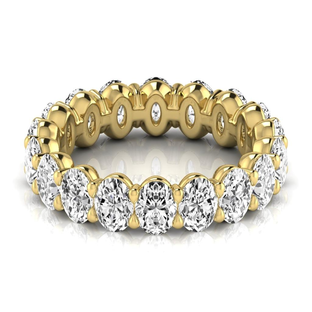 Oval Diamond Eternity Band 3.8 Ct Anniversary Yellow Gold Lab Grown Ring