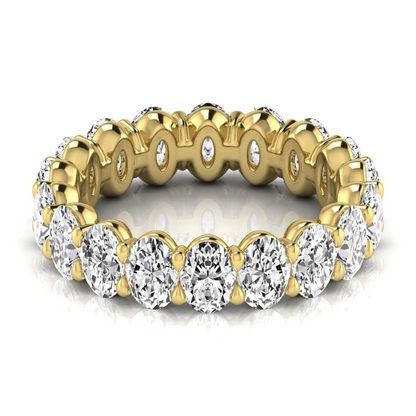 Oval Diamond Eternity Band 3.8 Ct Anniversary Yellow Gold Lab Grown Ring