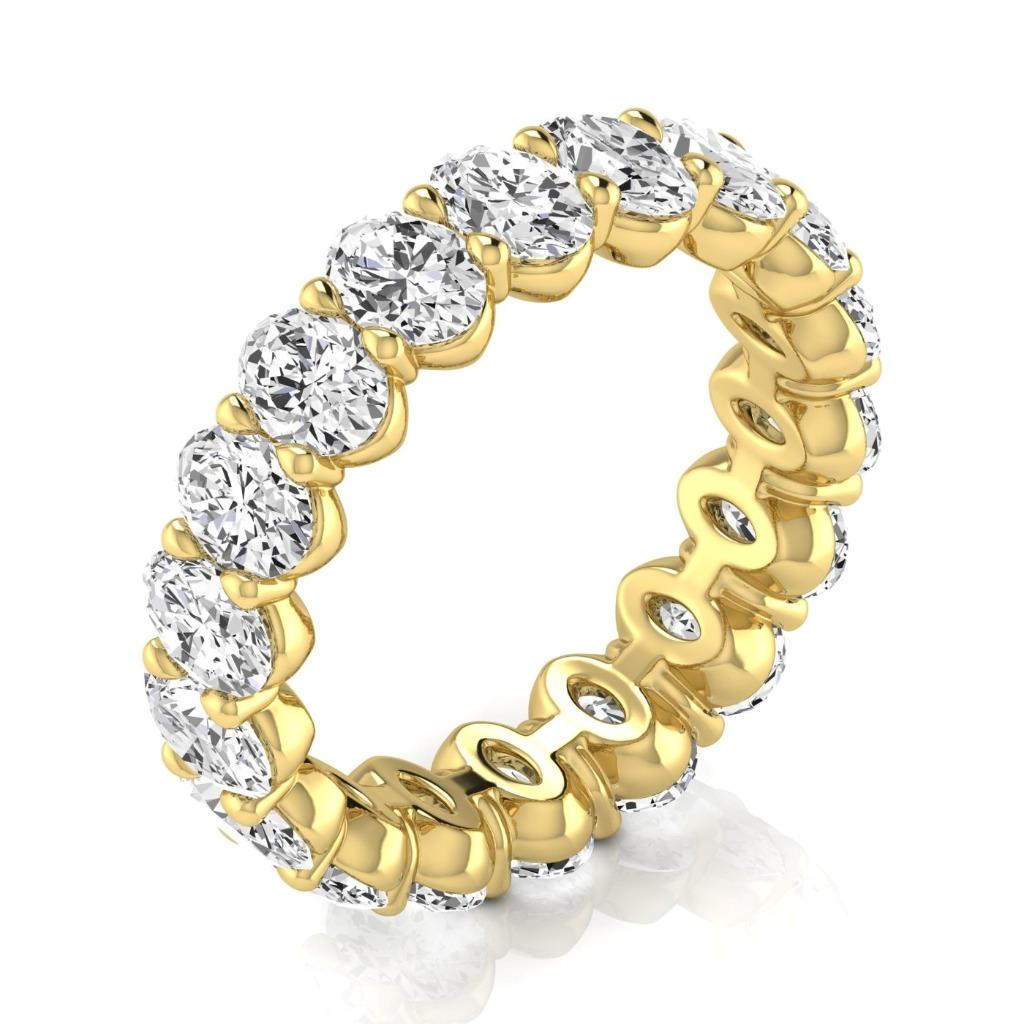 Oval Diamond Eternity Band 3.8 Ct Anniversary Yellow Gold Lab Grown Ring