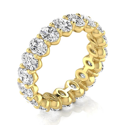 Oval Diamond Eternity Band 3.8 Ct Anniversary Yellow Gold Lab Grown Ring