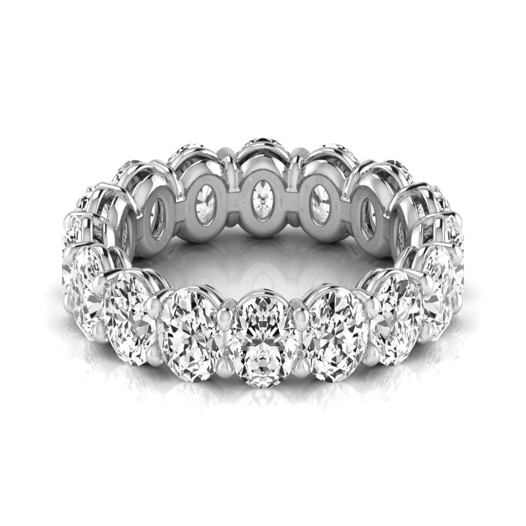 Oval Diamonds 5.28 Ct White Gold Eternity Band Lab Grown Jewelry 14K