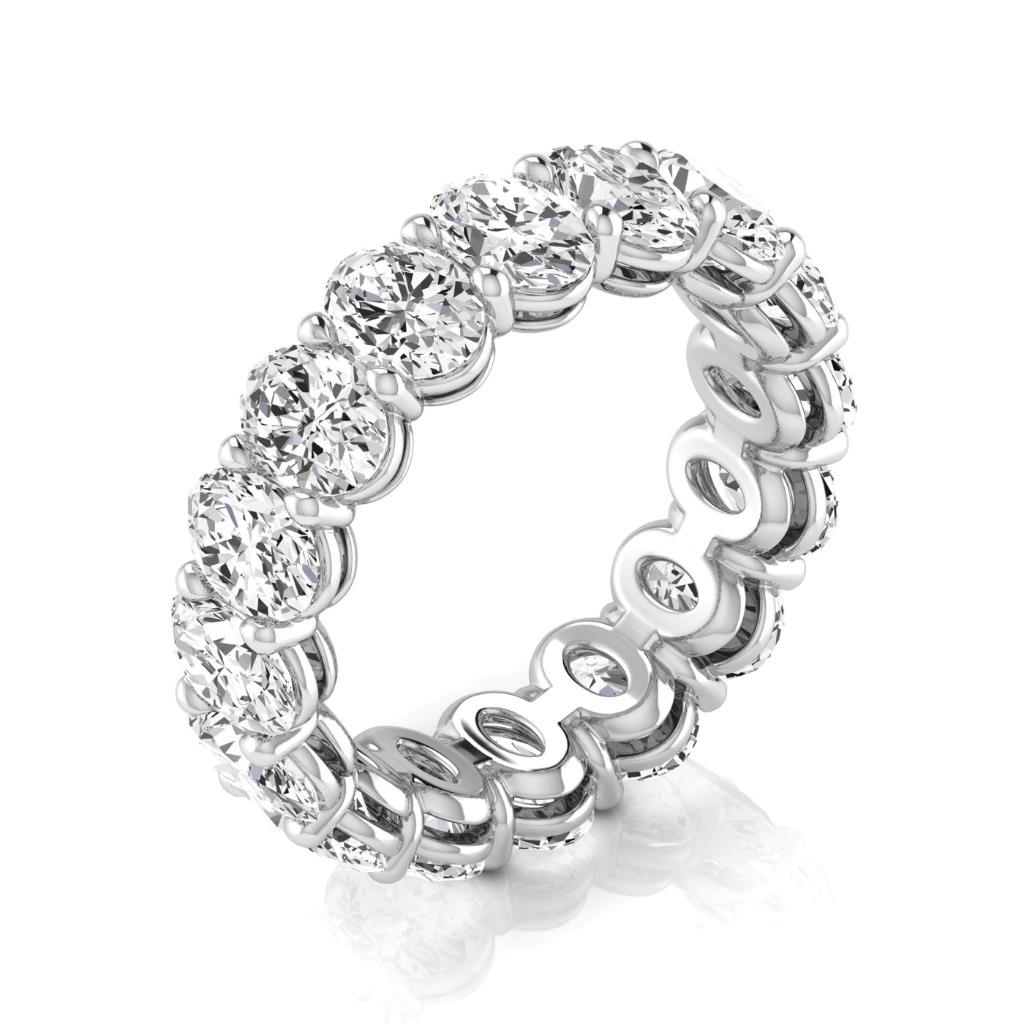 Oval Diamonds 5.28 Ct White Gold Eternity Band Lab Grown Jewelry 14K
