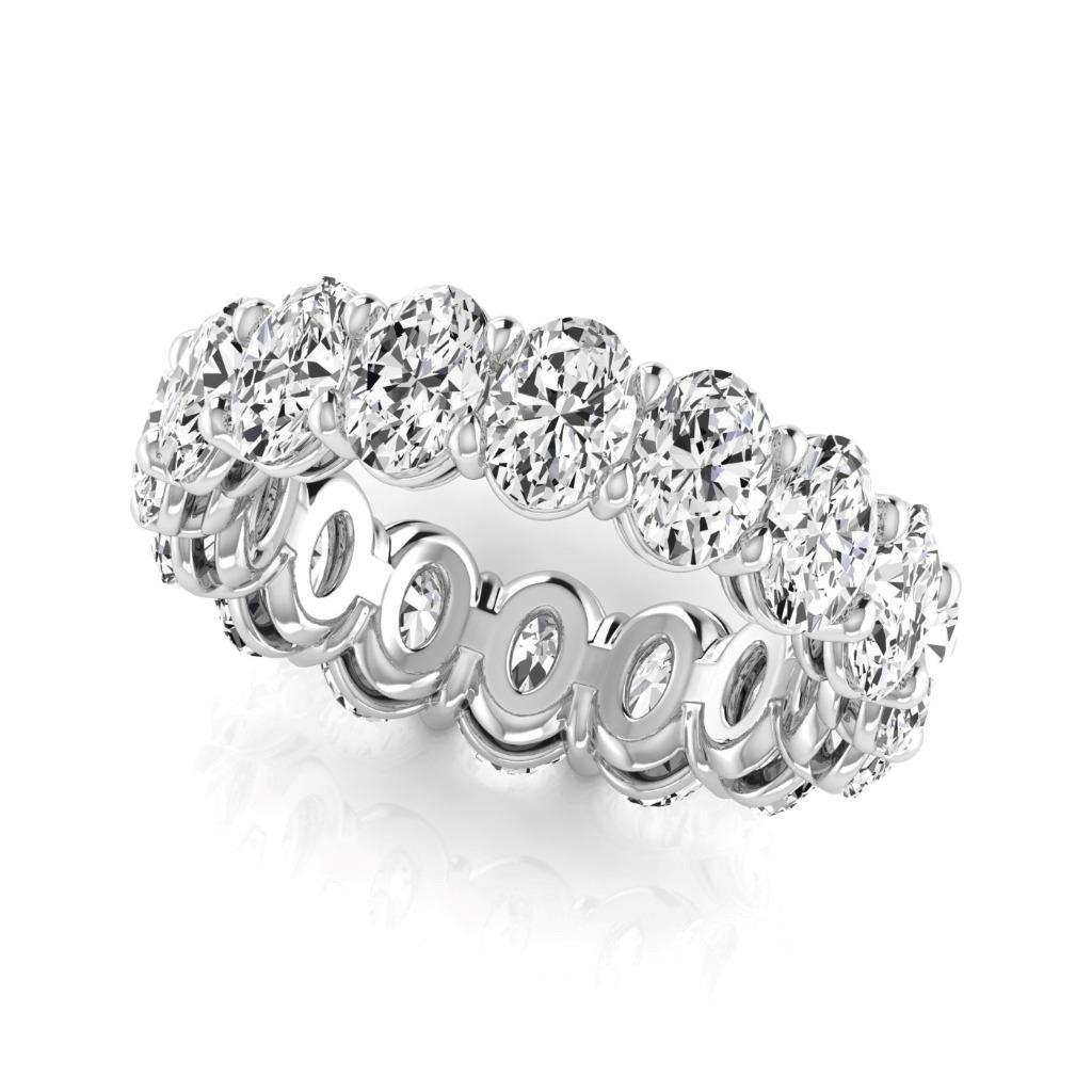 Oval Diamonds 5.28 Ct White Gold Eternity Band Lab Grown Jewelry 14K