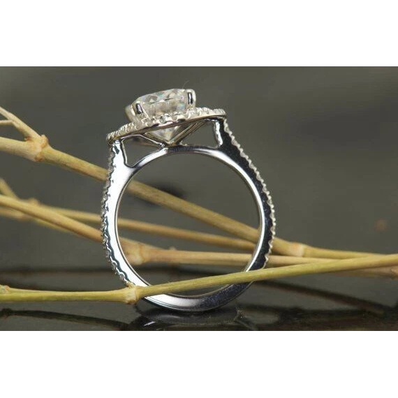 Oval Double Halo Lab Grown Diamond Engagement Ring 8.02 Carats