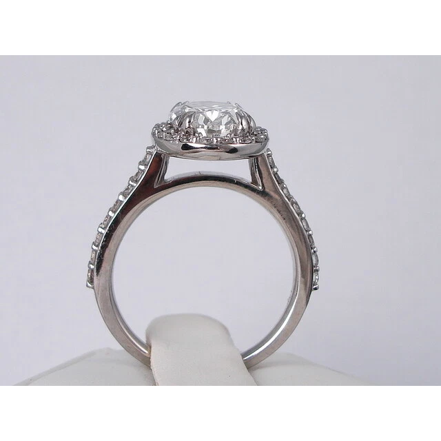 Oval Eagle Claw Prongs Diamond Halo Engagement Ring White Gold 14K