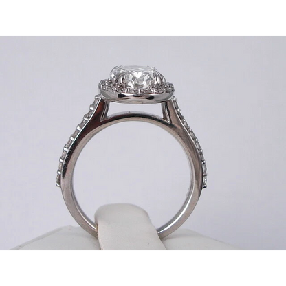 Oval Eagle Claw Prongs Diamond Halo Engagement Ring White Gold 14K