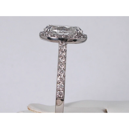 Oval Eagle Claw Prongs Diamond Halo Engagement Ring White Gold 14K