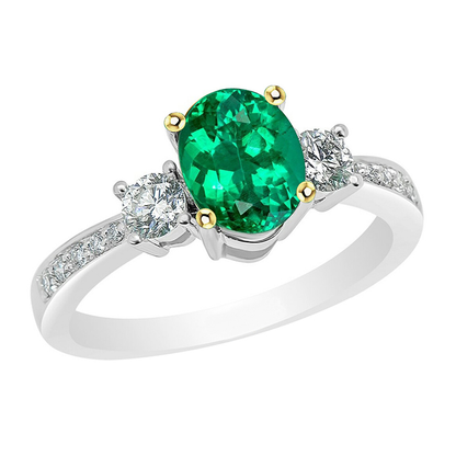 Oval Green Emerald Ring Tapered Shank Jewelry For Women