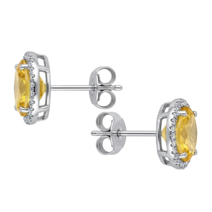 natural round citrine 45.50ct earring side angle
