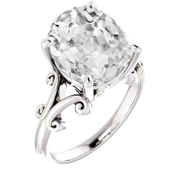 Oval Old Mine Split Shank Prong Set Lab Grown Large Diamond Ring 8 Carats
