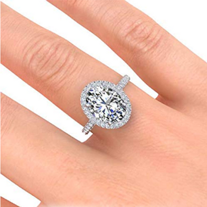 Oval & Round Halo Big Old Miner Lab Grown Diamond Anniversary Ring 11.50 Carats