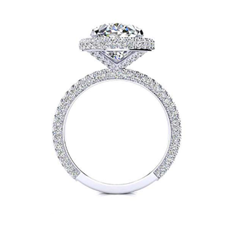 Oval & Round Halo Big Old Miner Lab Grown Diamond Anniversary Ring 11.50 Carats