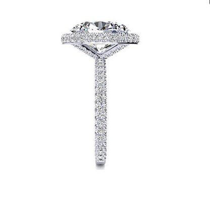 Oval & Round Halo Big Old Miner Lab Grown Diamond Anniversary Ring 11.50 Carats