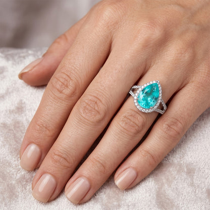 Paraiba Tourmaline Pavé Halo Engagement Ring 2.75 ct in 14K