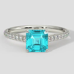 Paraiba Ring Asscher Cut 2 Carats