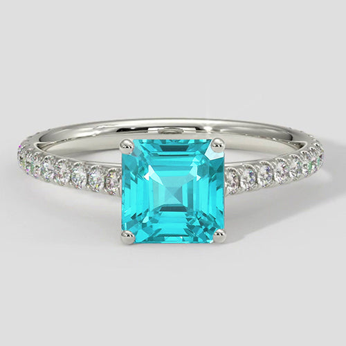 Paraiba Ring Asscher Cut 2 Carats