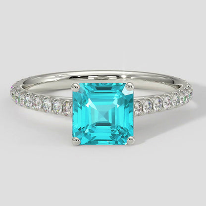 Paraiba Ring Asscher Cut 2 Carats