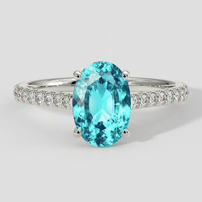 Paraiba Ring Oval Cut with Side Accents