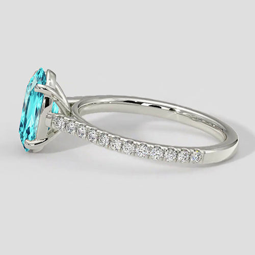 Paraiba Ring Oval Cut with Side Accents
