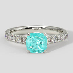 Natural Real ( Not Lab Grown )  Paraiba Ring Round Cut 1.75 Carats