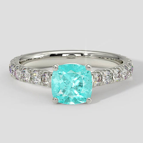 Natural Real ( Not Lab Grown )  Paraiba Ring Round Cut 1.75 Carats