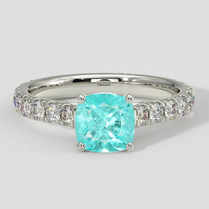 Natural Real ( Not Lab Grown )  Paraiba Ring Round Cut 1.75 Carats