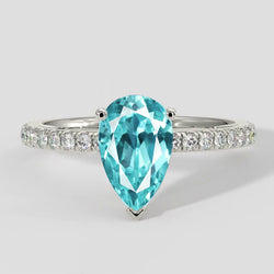 Natural Real ( Not Lab Grown )  Paraiba Tourmaline 2 Carats Engagement Ring
