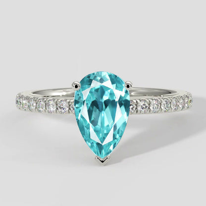 Natural Real ( Not Lab Grown )  Paraiba Tourmaline 2 Carats Engagement Ring