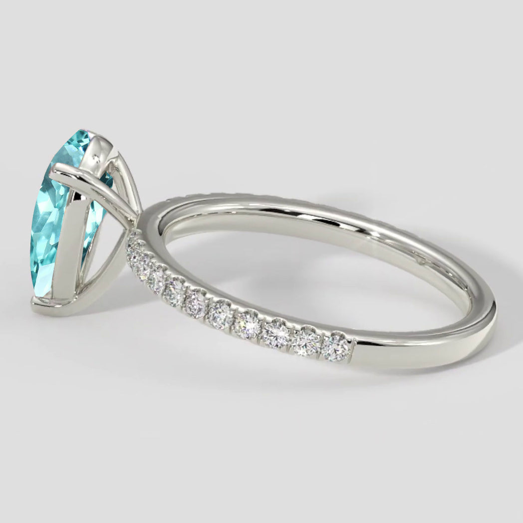 Natural Real ( Not Lab Grown )  Paraiba Tourmaline 2 Carats Engagement Ring