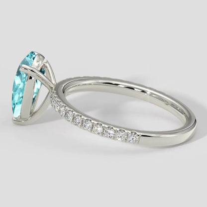 Natural Real ( Not Lab Grown )  Paraiba Tourmaline 2 Carats Engagement Ring