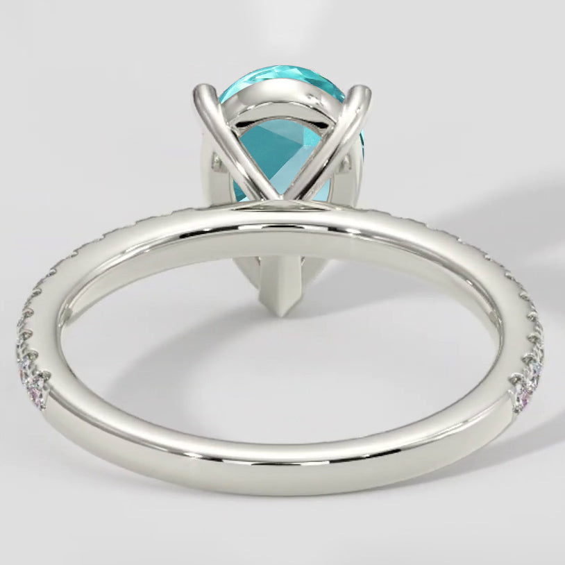 Natural Real ( Not Lab Grown )  Paraiba Tourmaline 2 Carats Engagement Ring
