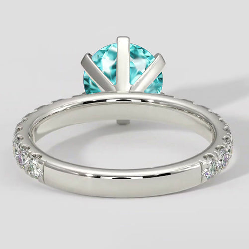 Natural Real ( Not Lab Grown )  Paraiba Tourmaline And Diamond 2 Carats Engagement Ring