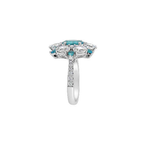 Paraiba Tourmaline Flower Style Ring