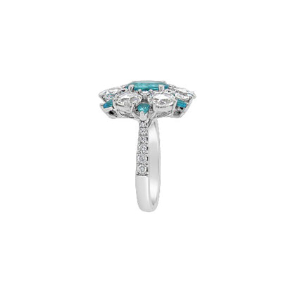 Paraiba Tourmaline Flower Style Ring